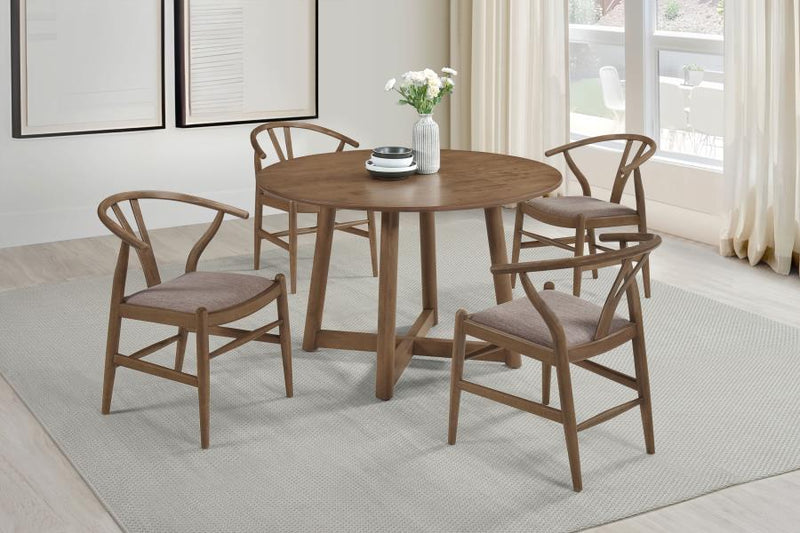 Dinah 5-piece Round Solid Wood Dining Set Walnut Default Title