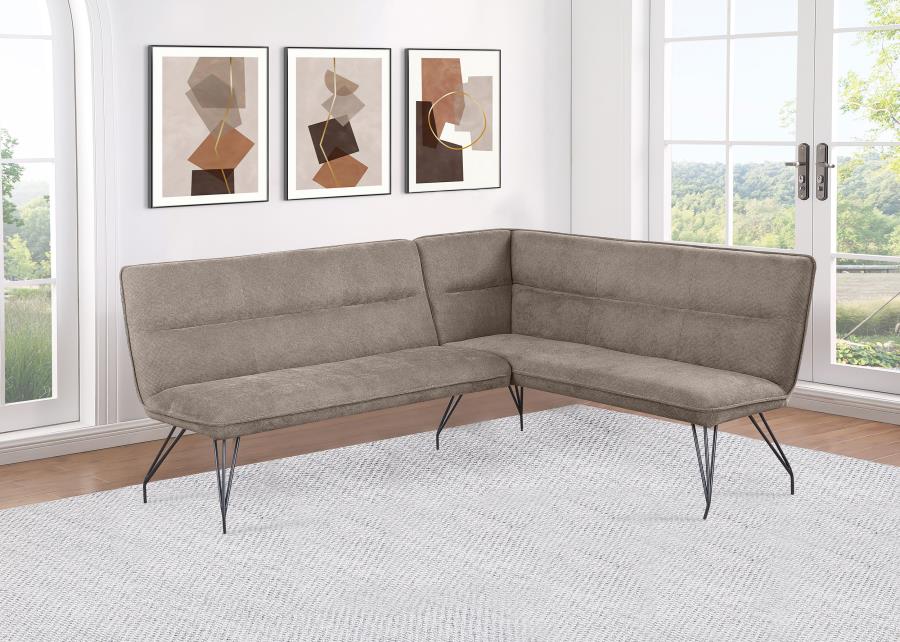 Dodson Fabric Upholstered L-Shaped Nook Dining Bench Taupe