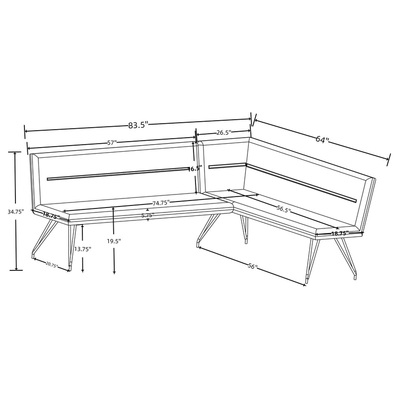 Dodson Fabric Upholstered L-Shaped Nook Dining Bench