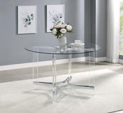 Keeling 47-inch Round Glass Top Acrylic Dining Table Chrome Default Title