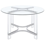 Keeling 47-inch Round Glass Top Acrylic Dining Table Chrome