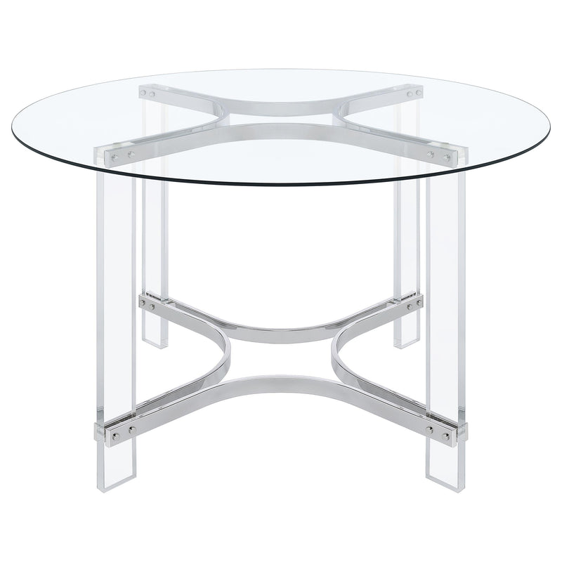 Keeling 47-inch Round Glass Top Acrylic Dining Table Chrome