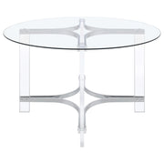 Keeling 47-inch Round Glass Top Acrylic Dining Table Chrome