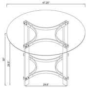 Keeling 47-inch Round Glass Top Acrylic Dining Table Chrome
