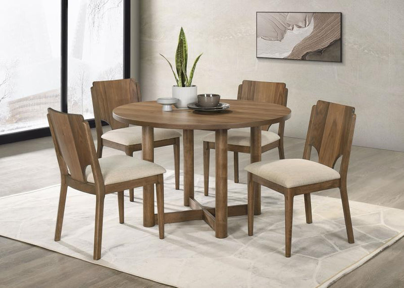 Crestmore 5-piece 46-inch Round Wood Dining Table Set Walnut Default Title