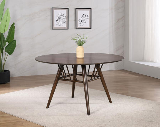 Everton Round 53-inch Wood Dining Table Dark Walnut Default Title