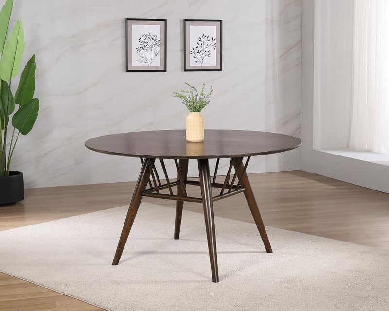 Everton Round 53-inch Wood Dining Table Dark Walnut Default Title