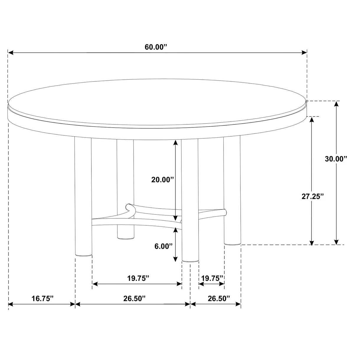 Arini 60-inch Round Wood Dining Room Table Sand Wash