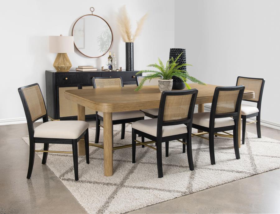 Arini Extension Leaf Dining Table Set Sand Wash Black 7-piece