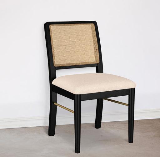 Arini Rattan Cane Dining Side Chair (Set of 2) Cream Black