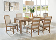 Bruner 72-inch Rectangular Dining Set Natural Brown 7-piece
