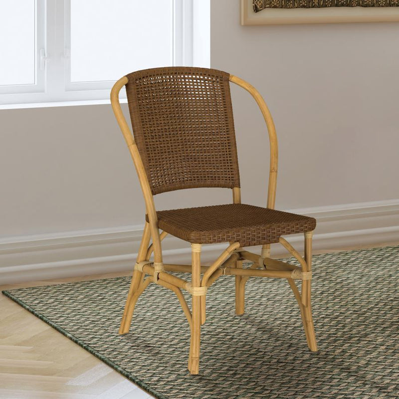 Lexley Woven Rattan Dining Side Chair Brown (Set of 2) Default Title