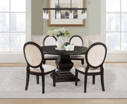 Twyla Round Wood Dining Room Table Set Dark Cocoa 5-piece