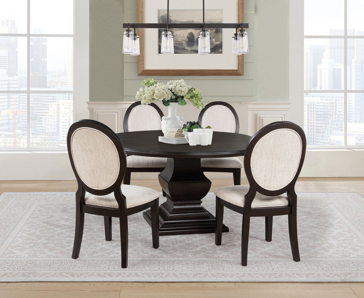 Twyla Round Wood Dining Room Table Set Dark Cocoa