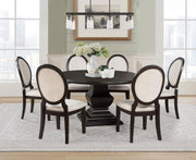Twyla Round Wood Dining Room Table Set Dark Cocoa 7-piece