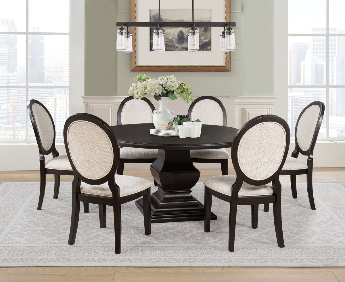 Twyla Round Wood Dining Room Table Set Dark Cocoa