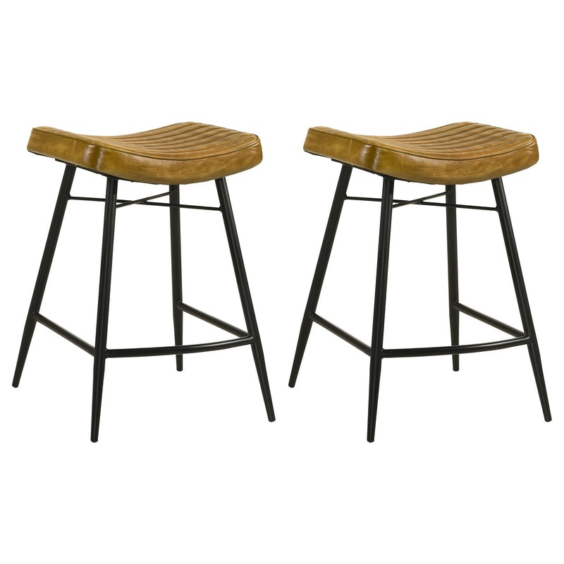 Bayu Leather Upholstered Counter Stool (Set of 2) Antique Camel