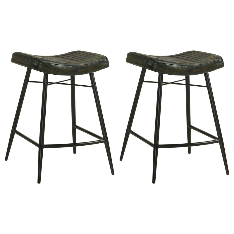 Bayu Leather Upholstered Counter Stool (Set of 2)