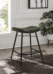 Bayu Leather Upholstered Counter Stool (Set of 2) Antique Espresso