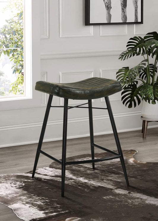 Bayu Leather Upholstered Counter Stool (Set of 2) Antique Espresso