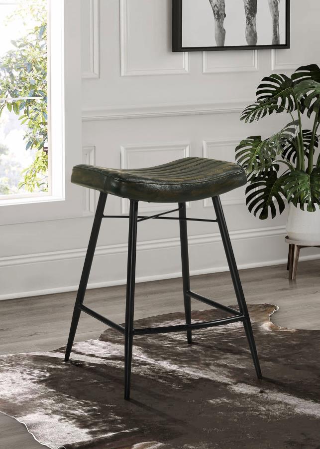 Bayu Leather Upholstered Counter Stool (Set of 2) Antique Espresso