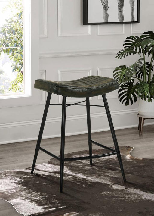 Bayu Leather Upholstered Counter Stool (Set of 2) Antique Espresso