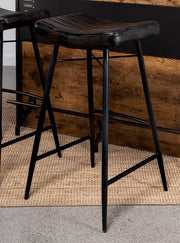 Bayu Leather Upholstered Bar Stool (Set of 2) Antique Espresso
