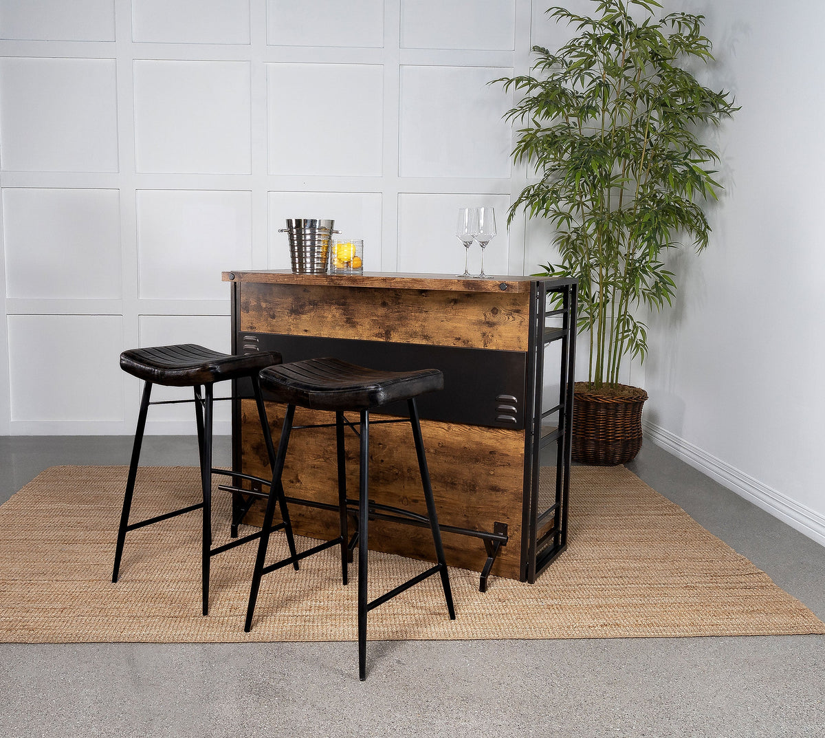 Bayu Leather Upholstered Bar Stool (Set of 2)