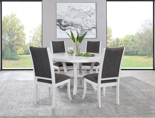 Judd 54-inch Round Wood Dining Table Set Pearl 5-piece