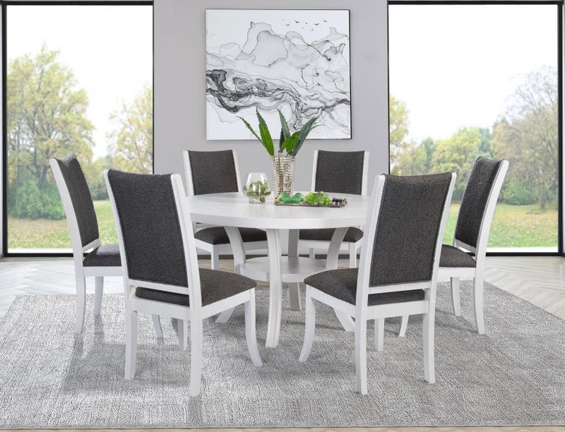 Judd 54-inch Round Wood Dining Table Set Pearl 7-piece