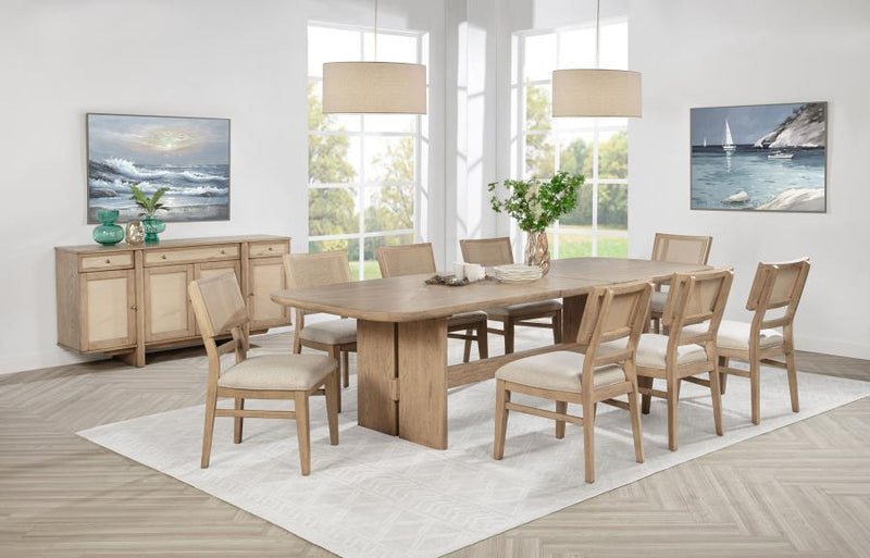 Kailani Rectangular Wood Dining Table Set Beige Oak 9-piece