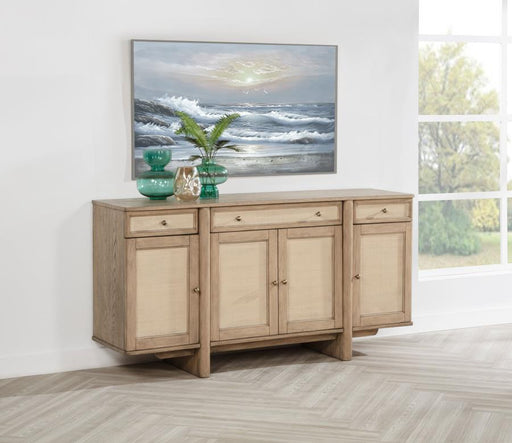Kailani 4-door Cane Sideboard Buffet Cabinet Beige Oak Default Title