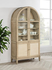 Kailani 4-Door Cane Dining Vitrine Display Cabinet Beige Oak Default Title