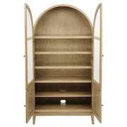 Kailani 4-Door Cane Dining Vitrine Display Cabinet Beige Oak