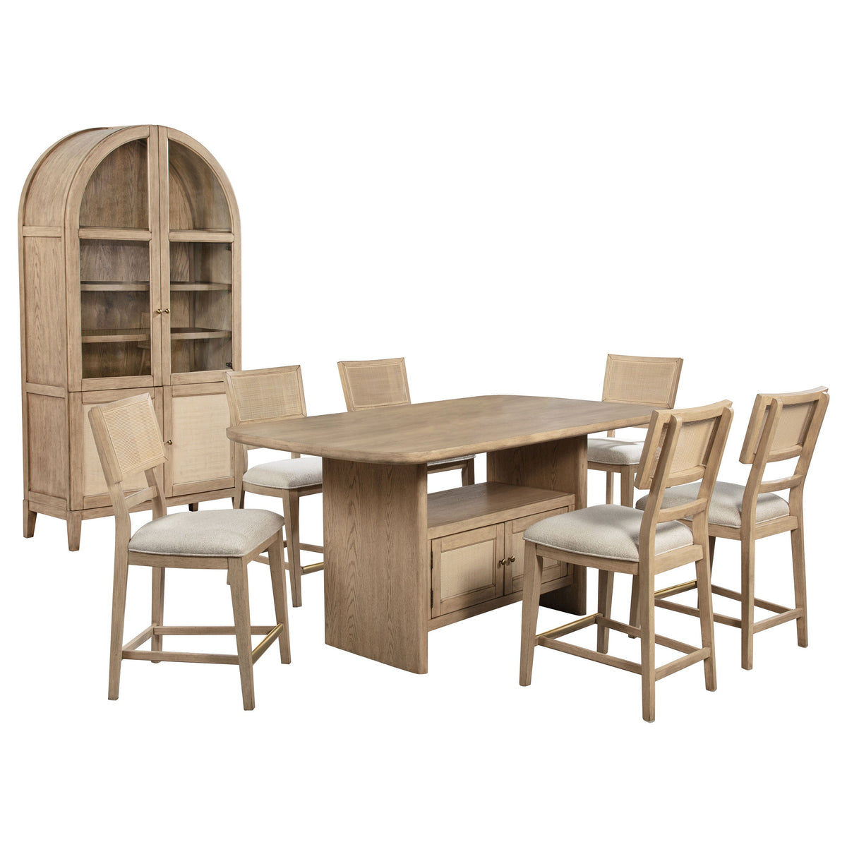 Kailani Wood Counter Height Dining Set Beige Oak