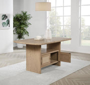 Kailani Cane Counter Height Storage Dining Table Beige Oak Default Title
