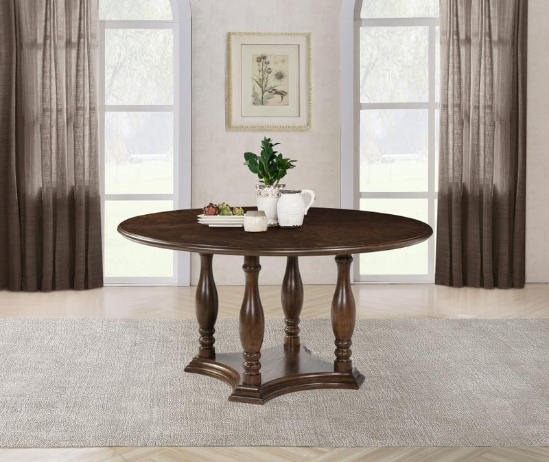 Landon 60-inch Round Wood Pedestal Dining Table Rich Brown Default Title