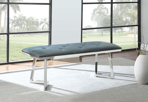 Beaufort Velvet Upholstered Dining Bench Steel Grey Default Title