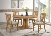 Hartville Round Dining Table Set Natural Light Brown 5-piece