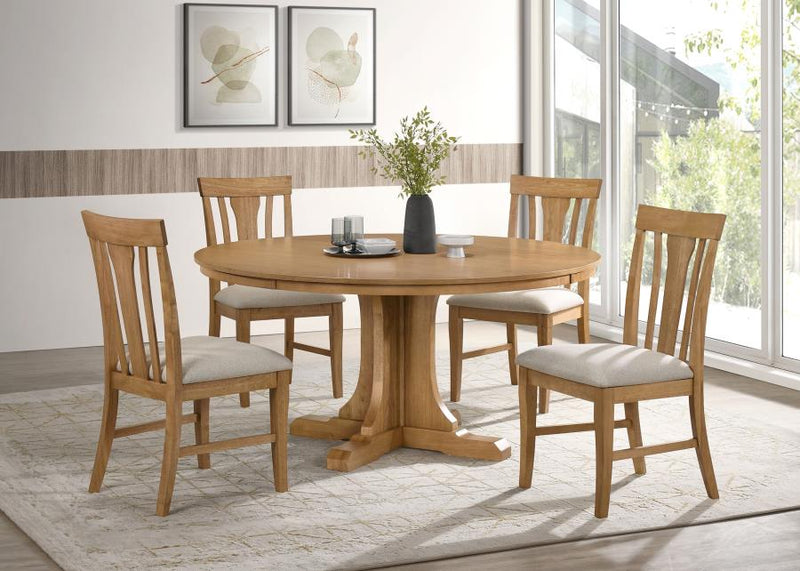 Hartville Round Dining Table Set Natural Light Brown 5-piece