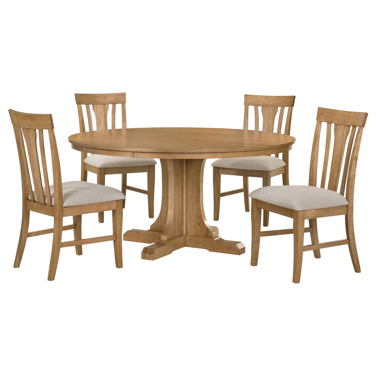 Hartville Round Dining Table Set Natural Light Brown