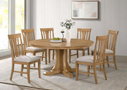 Hartville Round Dining Table Set Natural Light Brown 7-piece