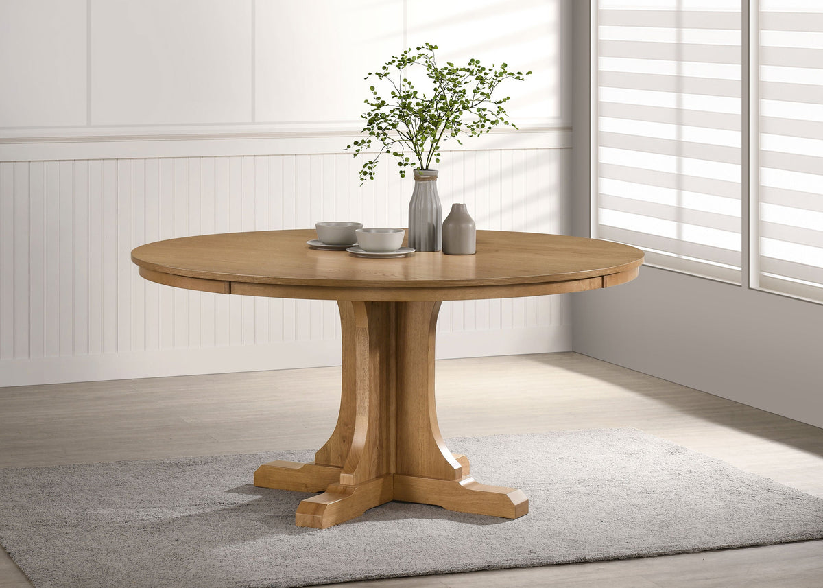 Hartville 60-inch Round Dining Table Natural Light Brown