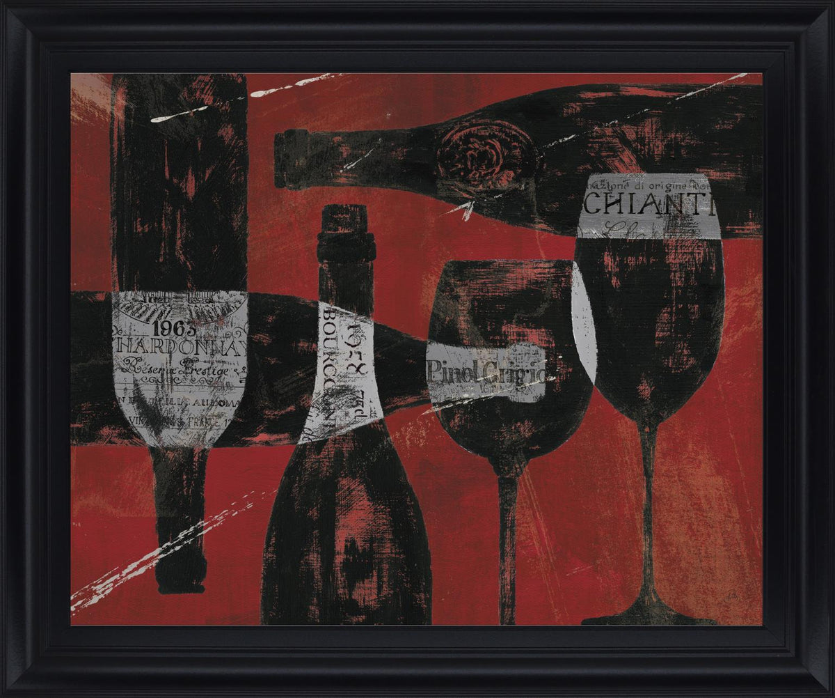 Rustic Wine Toast - 28" x 34" Framed Wall Art - Dark Red