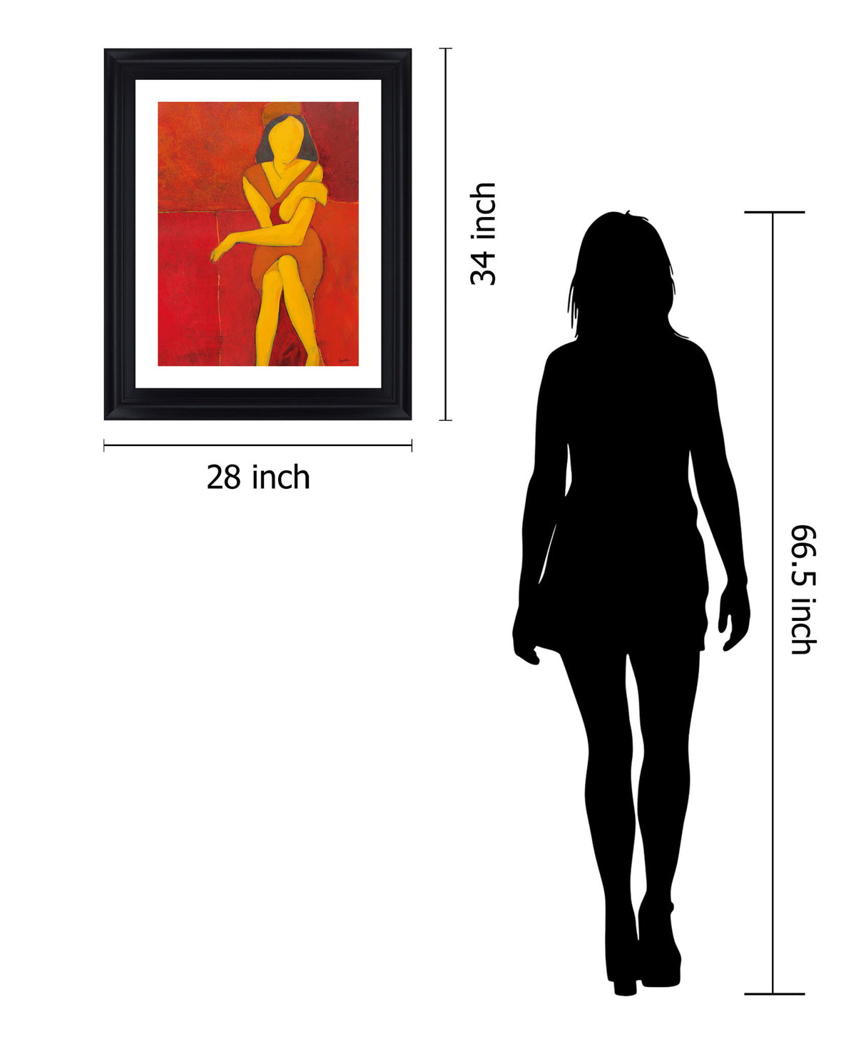 Golden Muse - 28" x 34" Framed Wall Art - Red