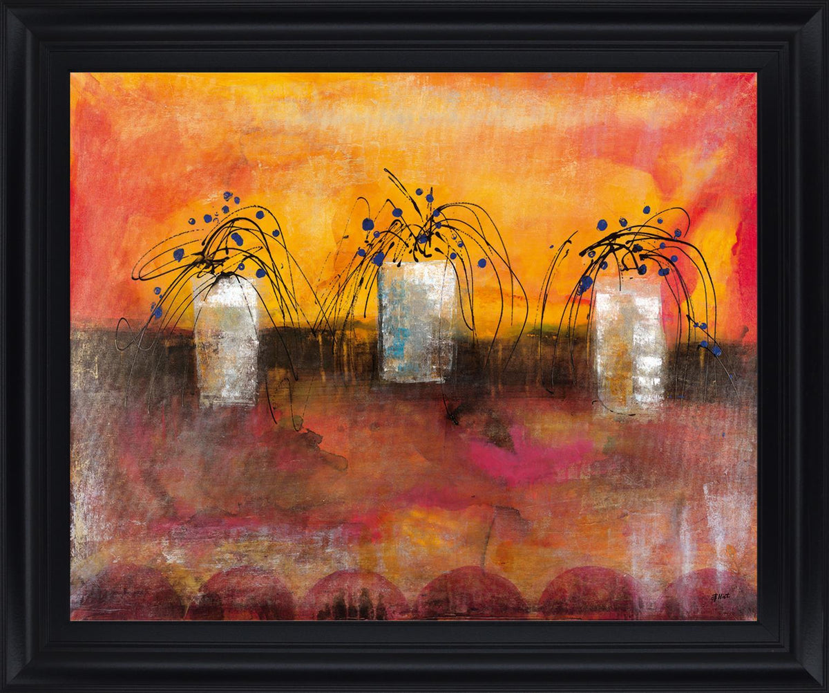 Sunlit Trio - 28" x 34" Framed Wall Art - Orange