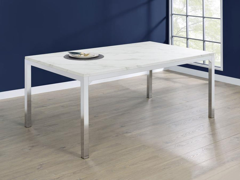 Athena Rectangular 64-inch Faux Marble Dining Table Chrome Default Title