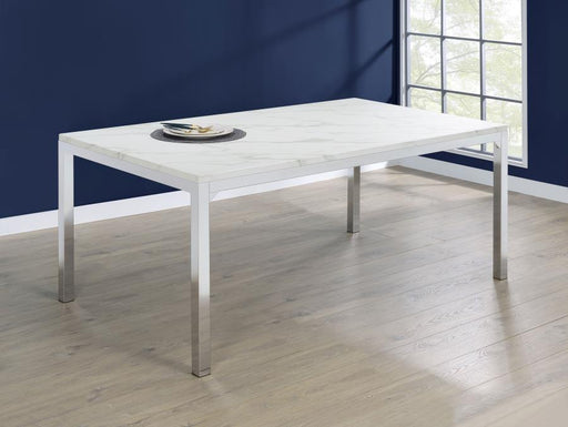 Athena Rectangular 64-inch Faux Marble Dining Table Chrome Default Title
