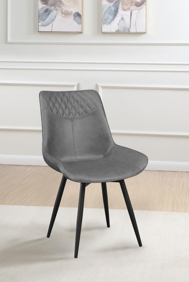 Brassie Upholstered Swivel Dining Side Chair Grey (Set of 2) Default Title
