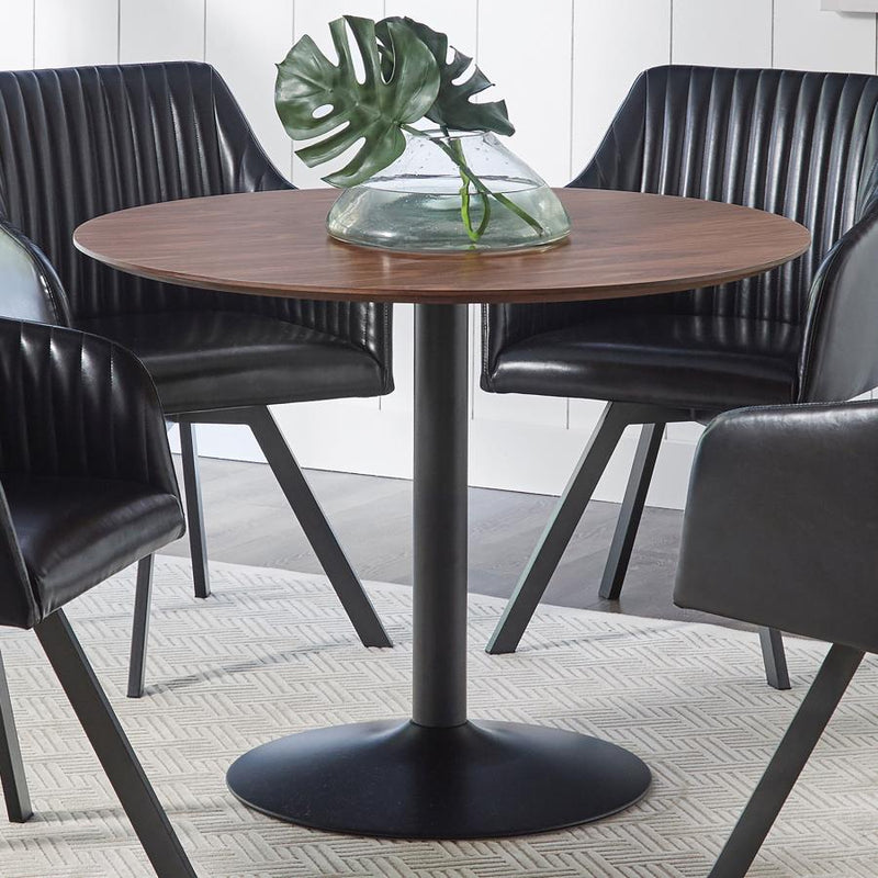 Cora Round 40-inch Wood Top Dining Table Brown Walnut Default Title